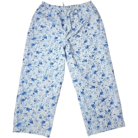 CABERNET | Crisp Cotton Blue White Floral Chinoiserie Asian Style Sleepwear | L - Picture 4 of 13